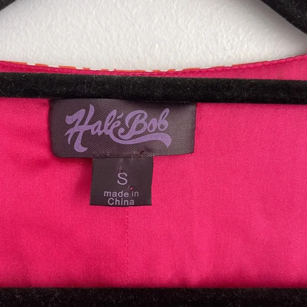 Hale Bob ruched printed ruffle front beaded sleeveless tank dress sz S - Picture 5 of 7